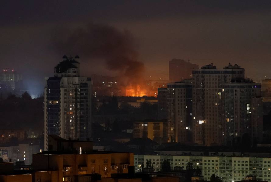 Russian drone and missile strike in Kyiv