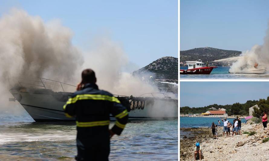 VIDEO Na gorućoj jahti bilo je osmero Austrijanaca. Uspjeli su doći do obale i spasiti se