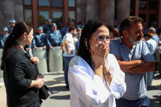 Protest in Yerevan following Azerbaijani military operation launch in Nagorno-Karabakh