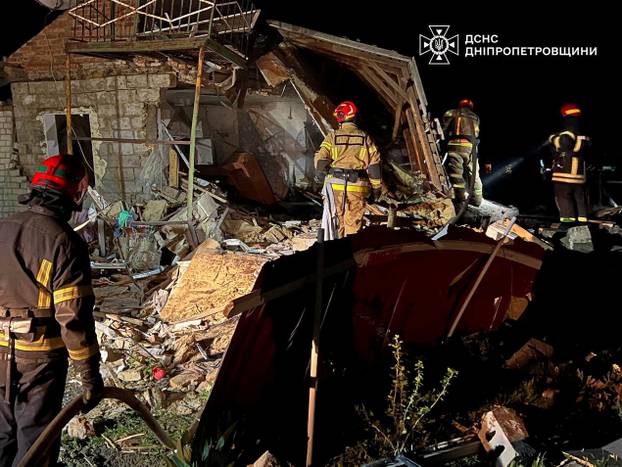 Aftermath of a Russian drone strike in Dnipropetrovsk region