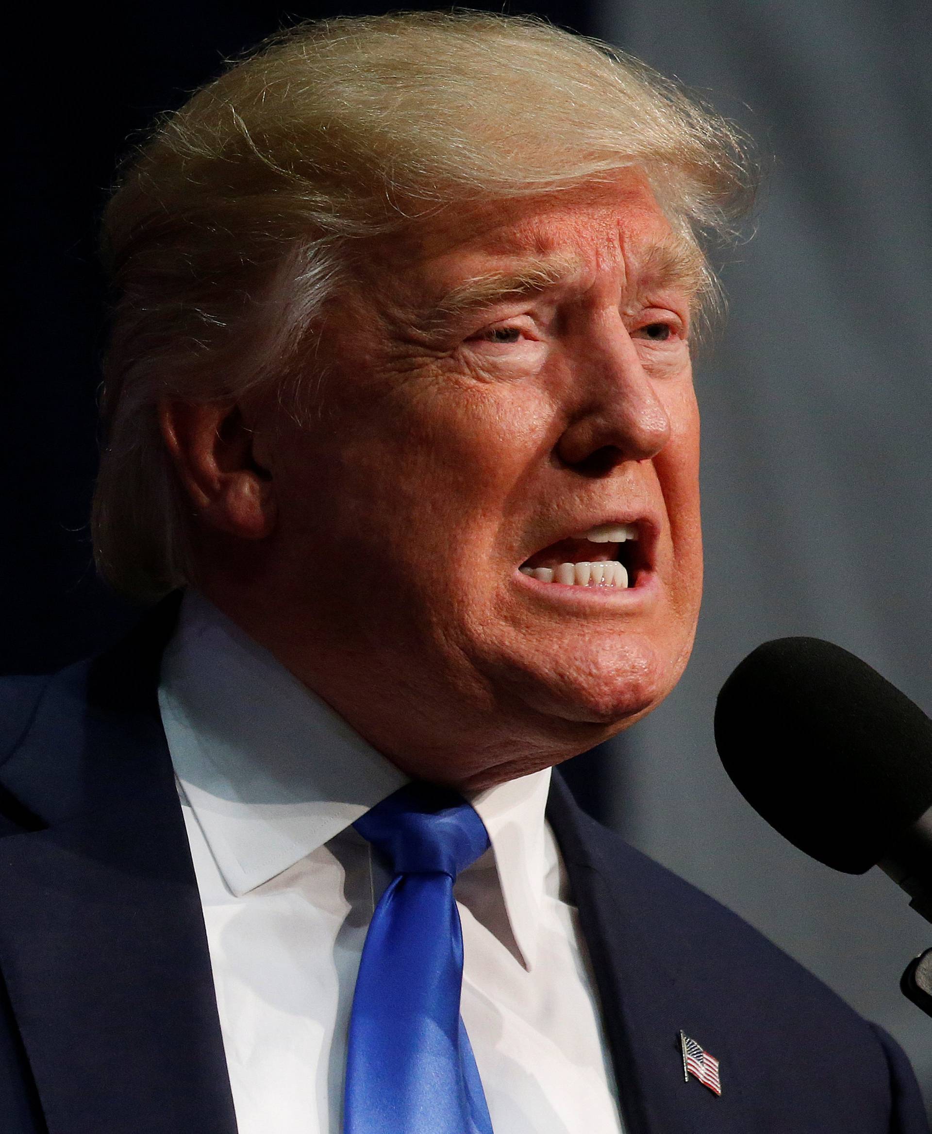 Republican presidential nominee Donald Trump appears at a campaign rally in Sioux City