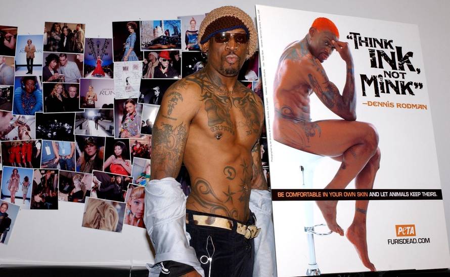 Dennis Rodman Unveils PeTA Ad - Olympus Fashion Week - Bryant Park