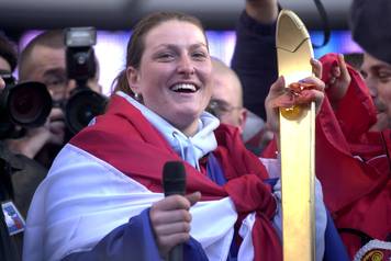 Janica kostelić - doček u Zagrebu 2002.