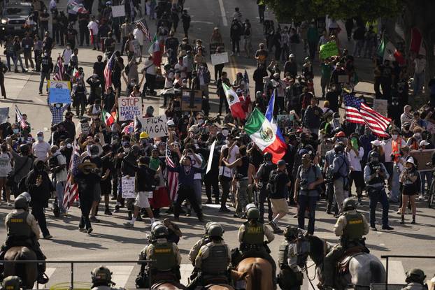 Protest against federal immigration sweeps, in Los Angeles