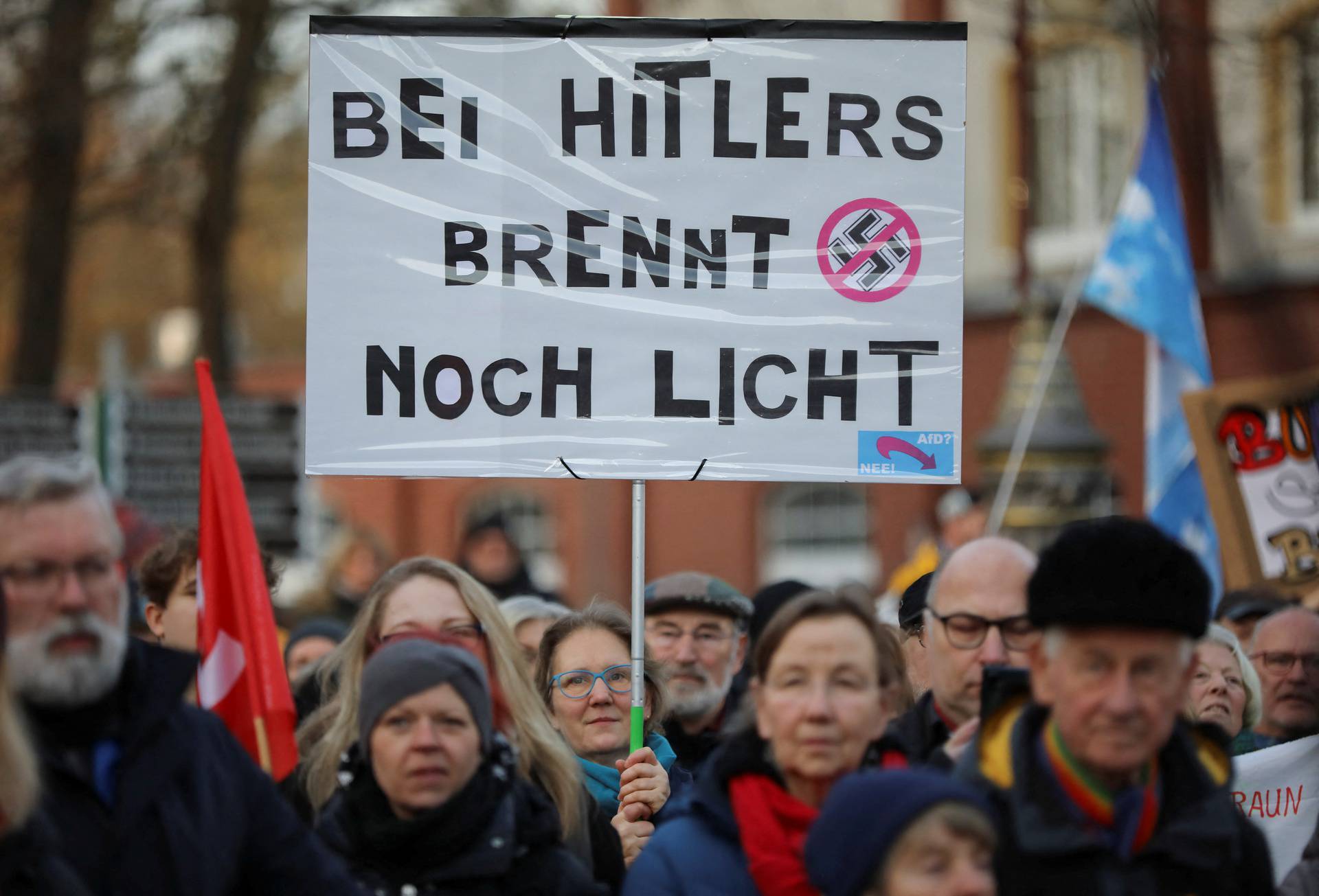 Demonstration against AfD and right-wing extremism, in Eichwalde near Berlin