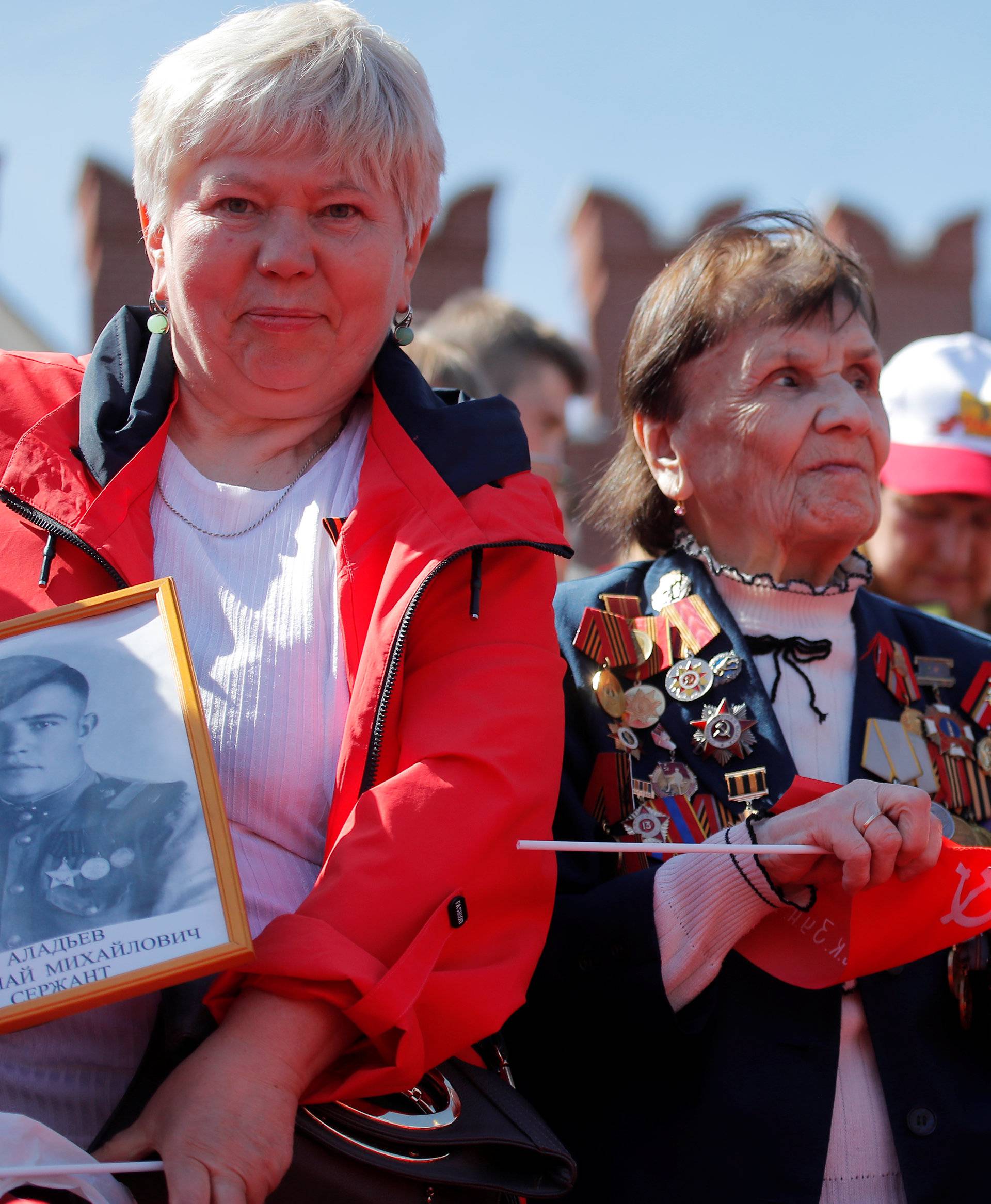Veterans attend the Victory Day celebrations at Red Square in Moscow