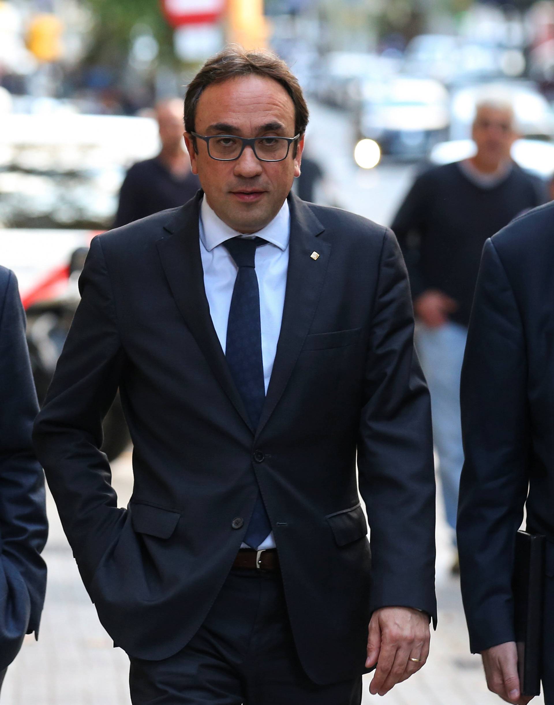 Josep Rull, sacked Catalan regional government head of sustainable development, arrives to a PdeCat (Catalan Democratic Party) meeting in Barcelona