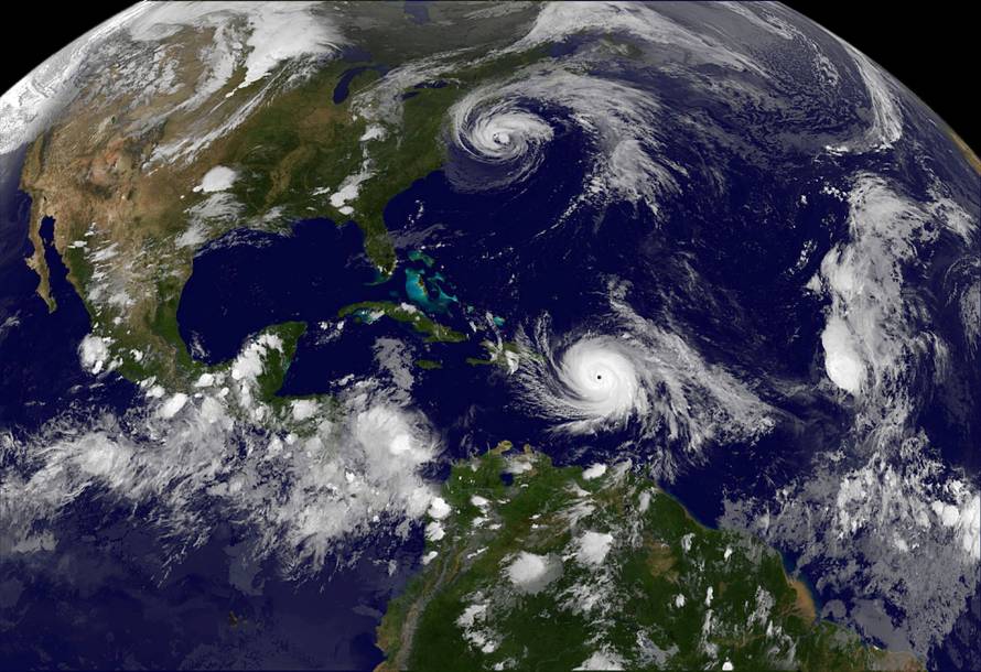 NOAA's GOES East satellite image of Hurricane Maria and Hurricane Jose in the Atlantic Ocean