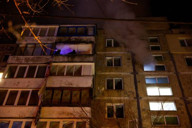 Aftermath of a Russian missile and drone attack, in Kyiv