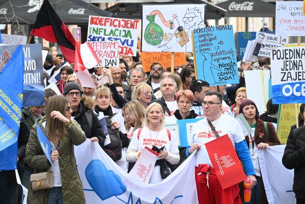 Zagreb: Prosvjed "Sindikalno proljeće" u organizaciji šest sindikata javnih službi