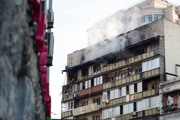 Aftermath of a Russian drone and missile attack in Kyiv
