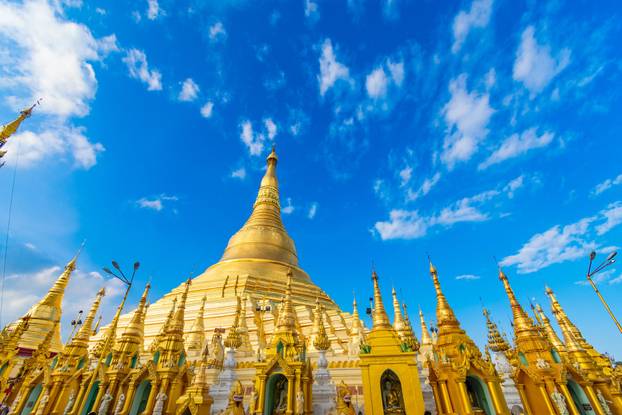YANGON,MYANMAR-MAY 15.2020: Buddhist Pilgrims in the Shwedagon P