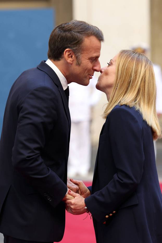 Politics: Meeting between the Italian Prime Minister Giorgia Meloni and the President of the French Republic Emmanuel Macron