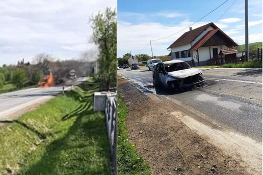 VIDEO Kod Virovitice je čekao da prođu ovce, zapalio mu se BMW