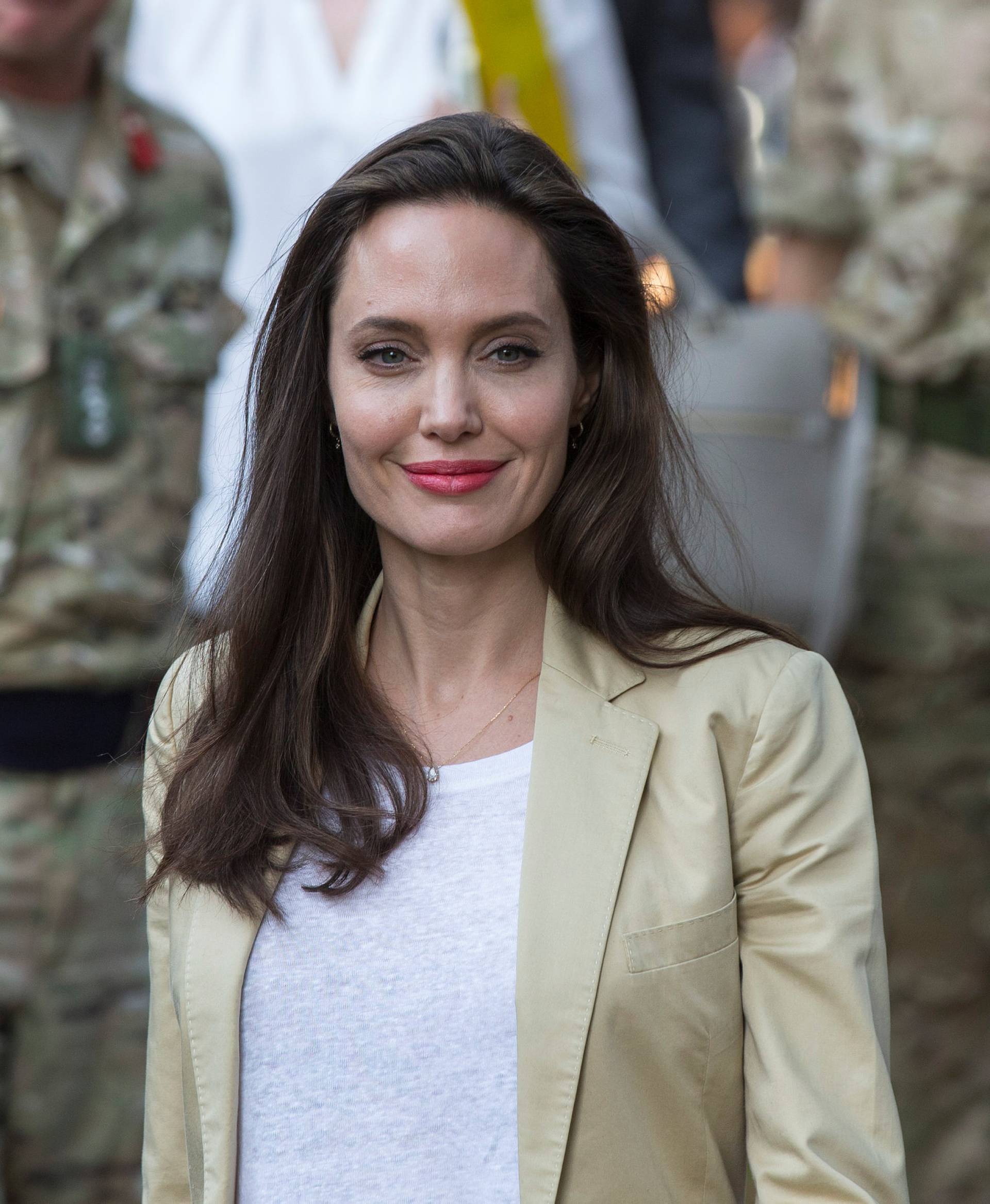 U.S. Actor and UNHCR Special Envoy Angelina Jolie arrives to give a statement at the The International Peace Support Training Centre in Nairobi, Kenya