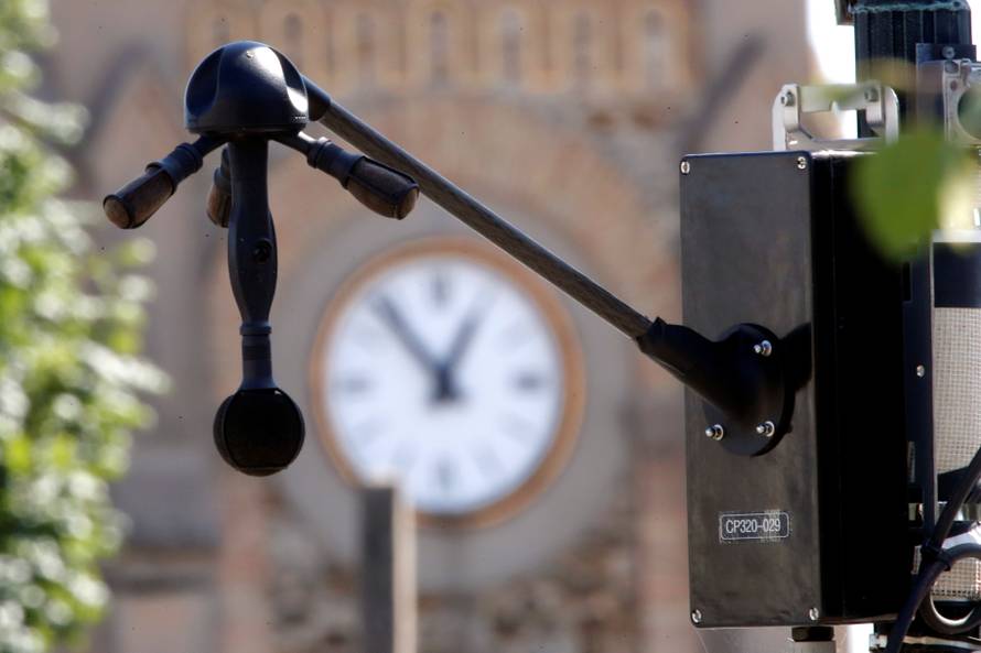 A newly installed "noise radar" is seen at Villeneuve-le-Roi