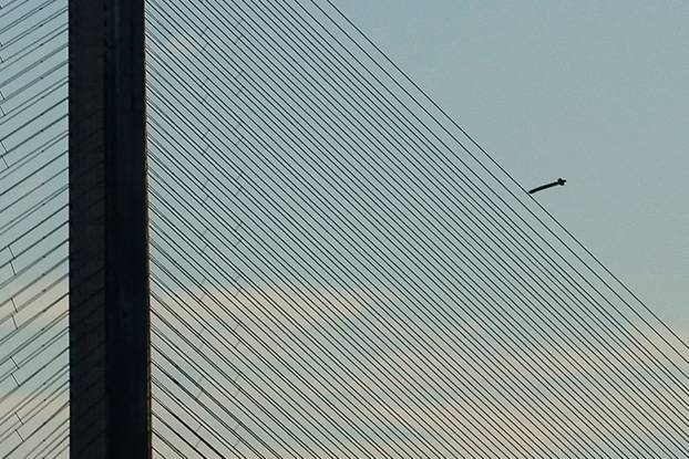 Russian drone attacks a bridge in Kyiv
