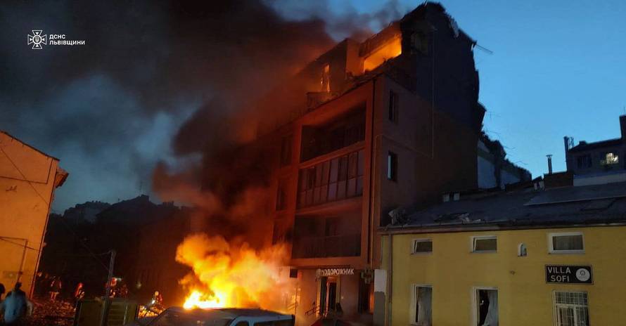 Aftermath of a Russian drone and missile attack in Lviv