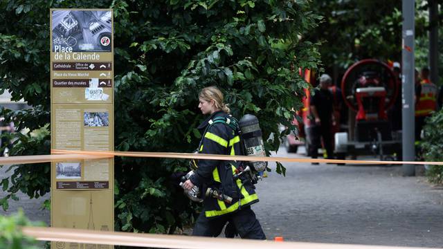 The spire of Rouen's cathedral has caught fire