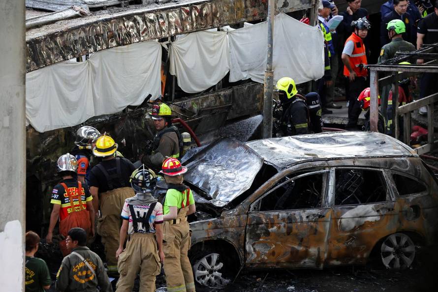 The scene of a multi-vehicle collision, in Bangkok