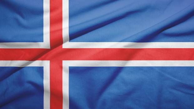 Iceland flag with fabric texture