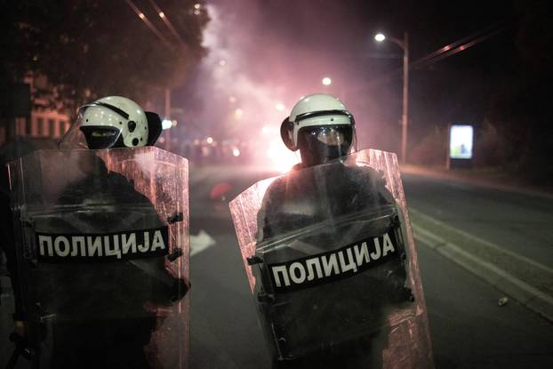 Protest near the Serbian parliament in Belgrade