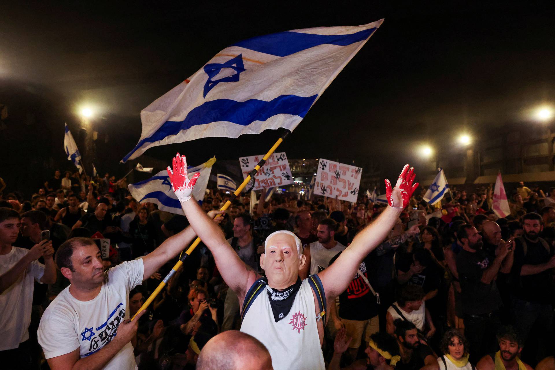 Protest against the government and in support for the hostages who were kidnapped during the deadly October 7 attack, in Tel Aviv