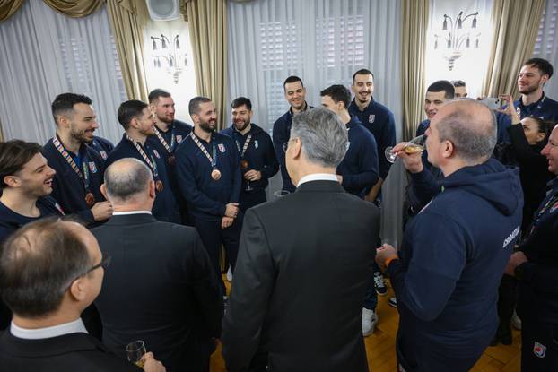 Zagreb: Prijem rukometaša u Banskim dvorima