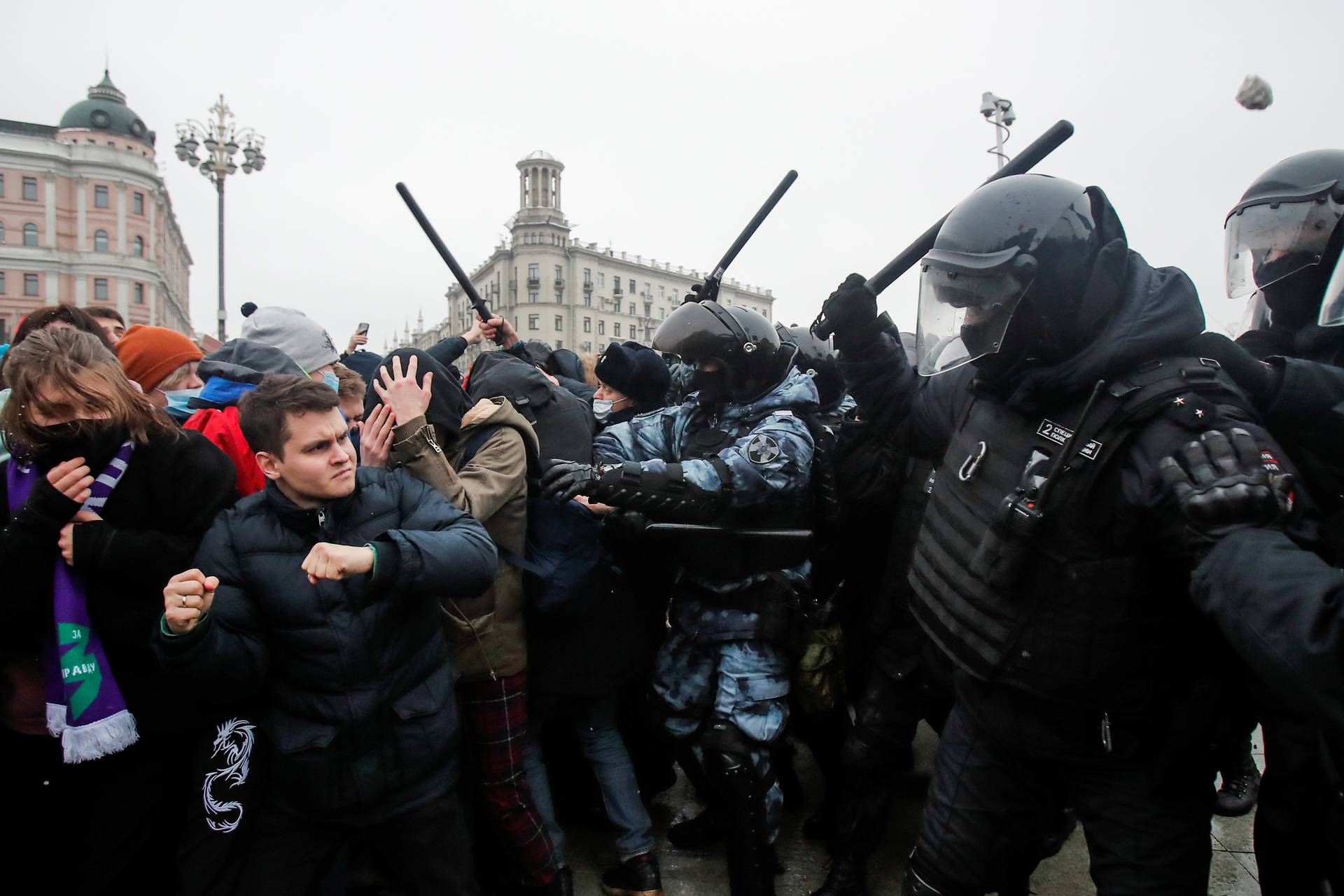 Navalny supporters protest his arrest, in Moscow