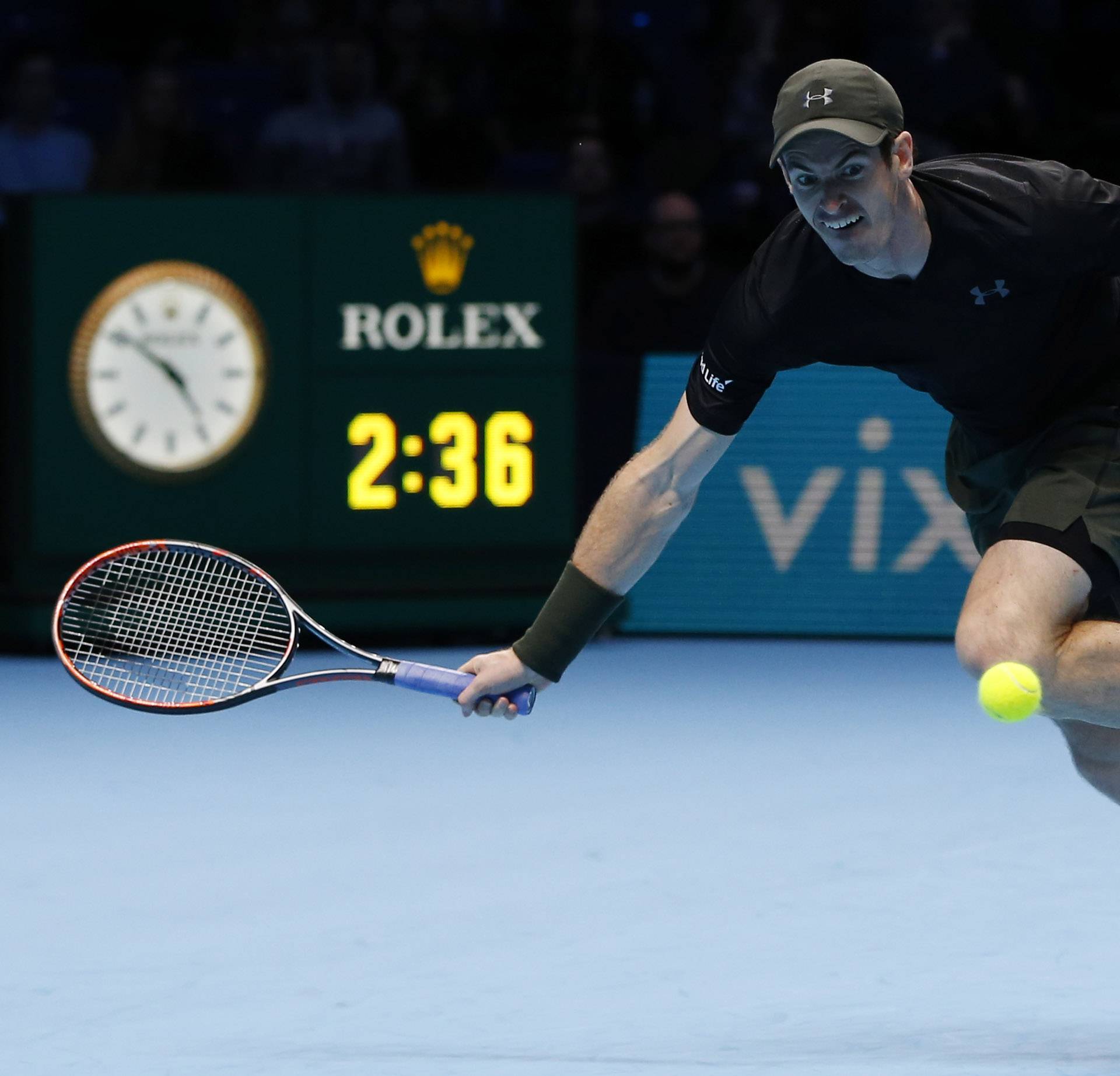 Great Britain's Andy Murray in action during his round robin match against Japan's Kei Nishikori