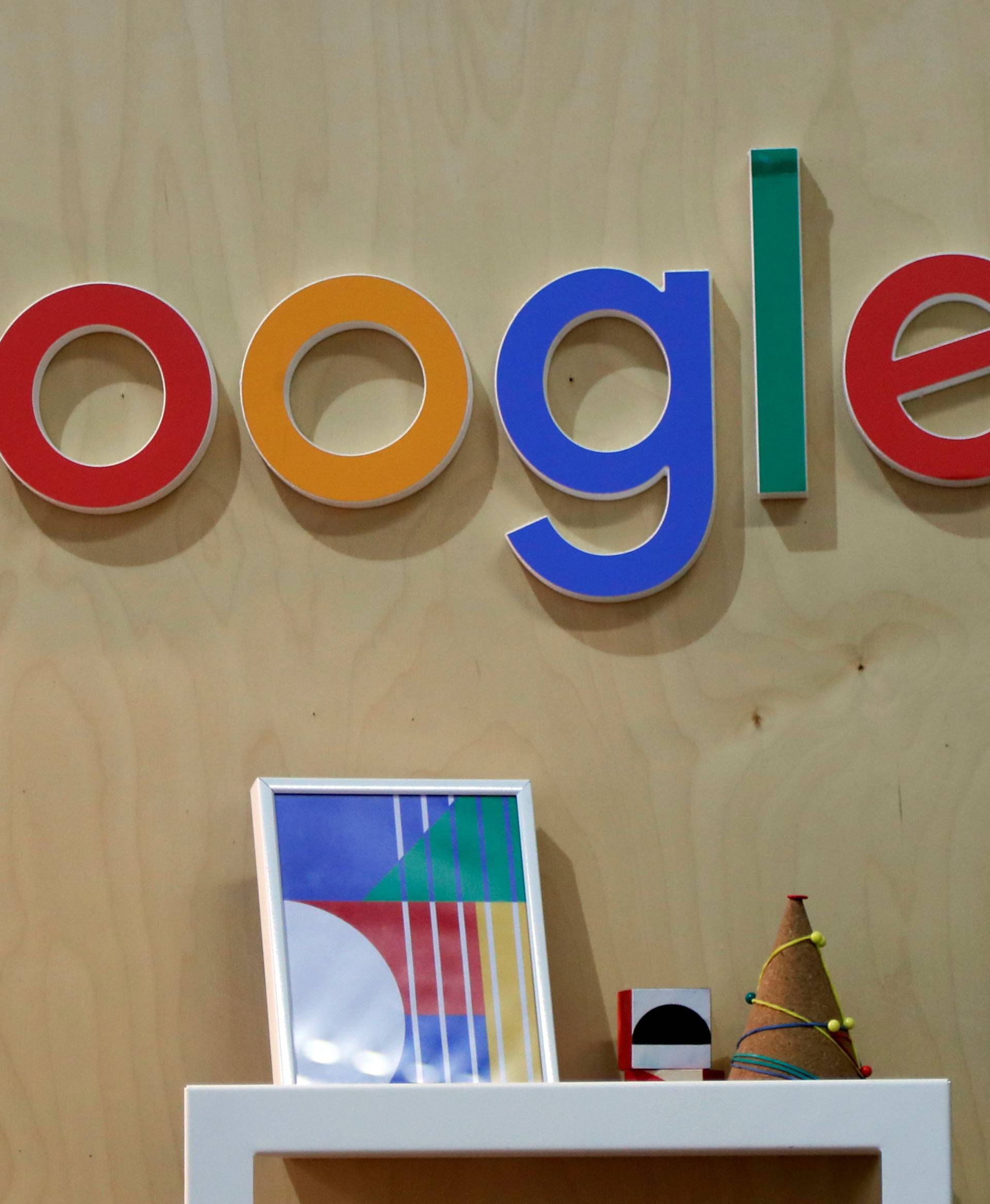 The Google logo is seen at the Young Entrepreneurs fair in Paris