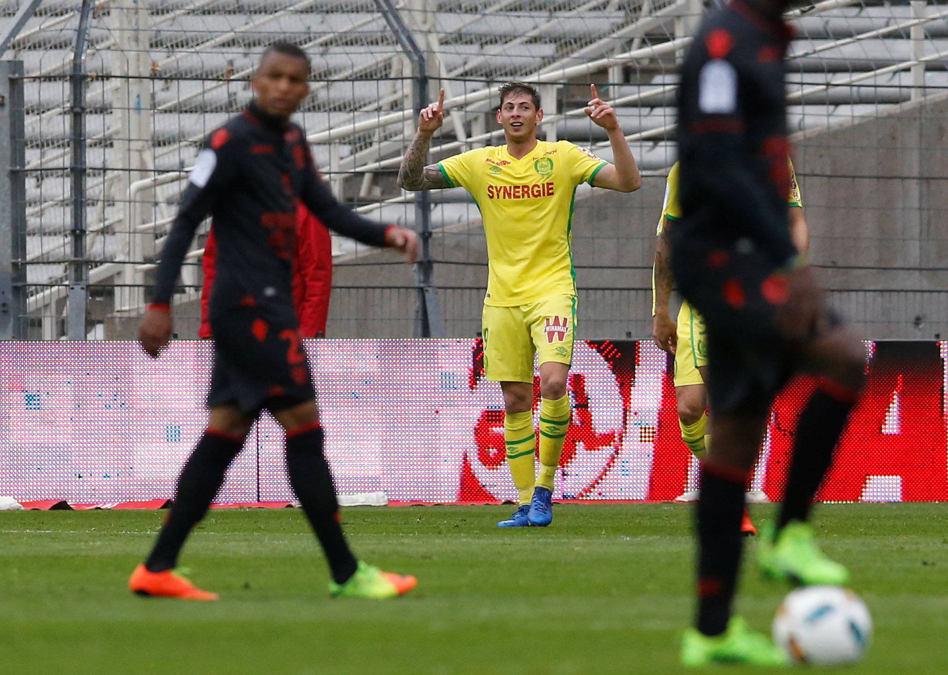 Nantes' Emiliano Sala celebrates after scoring
