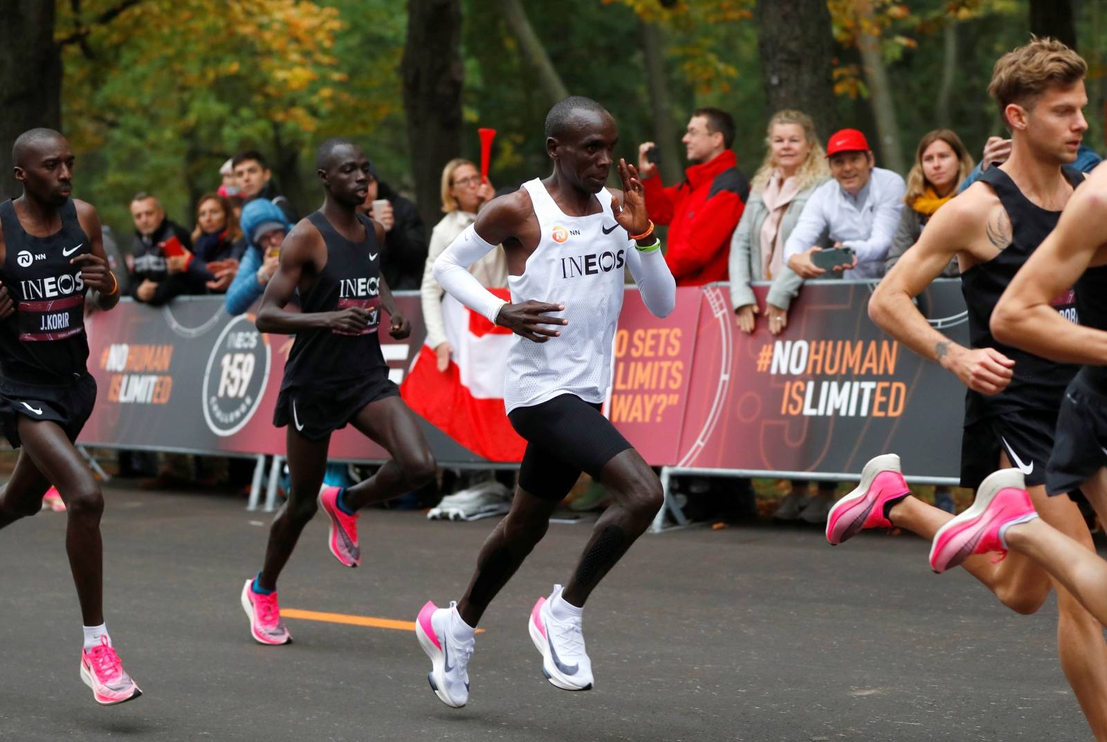 FILE PHOTO: Eliud Kipchoge, the marathon world record holder from Kenya, attempts to run a marathon in under two hours in Vienna