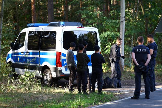 German police patrol along the German-Polish border to prevent illegal migration, near Klinge