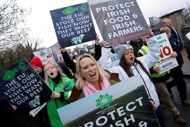 Irish farmers protest against Mercosur trade deal, in Athlone