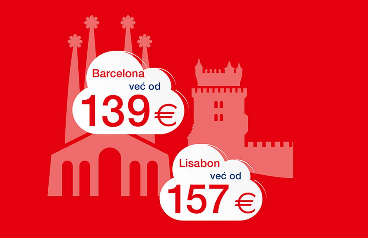Pogledaj u oblake uz Croatia Airlines: Barcelona i Lisabon