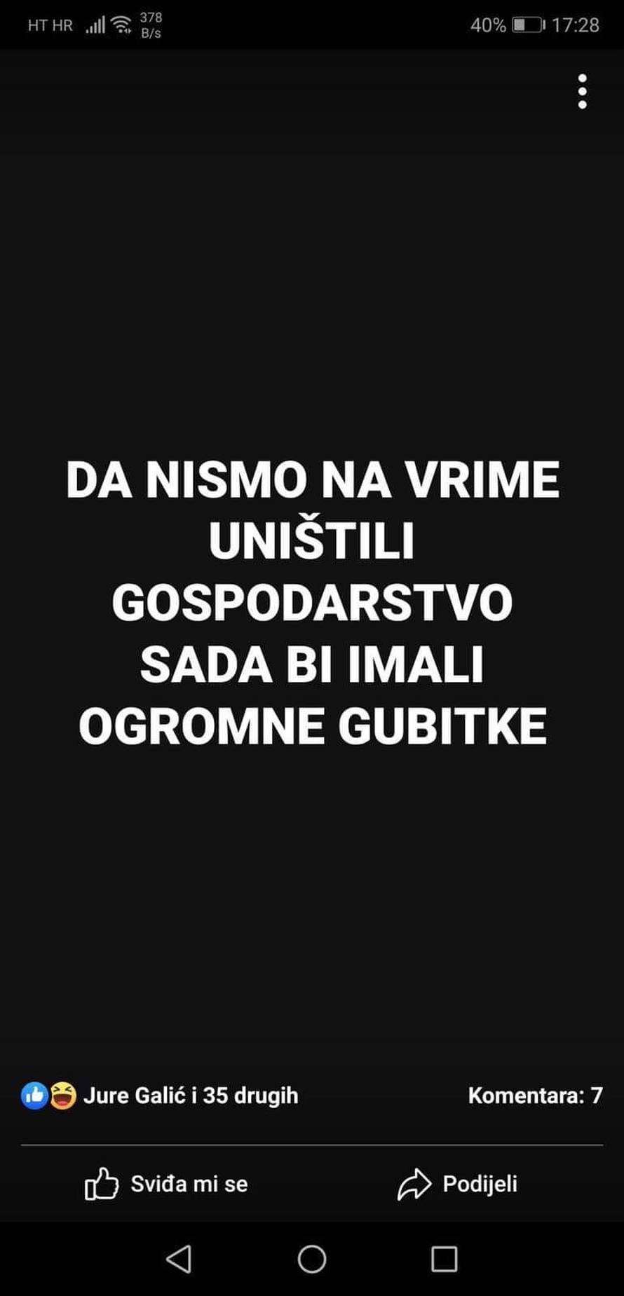 'Gospodarstvo smo uništili na vrijeme, sad bi imali gubitke...'