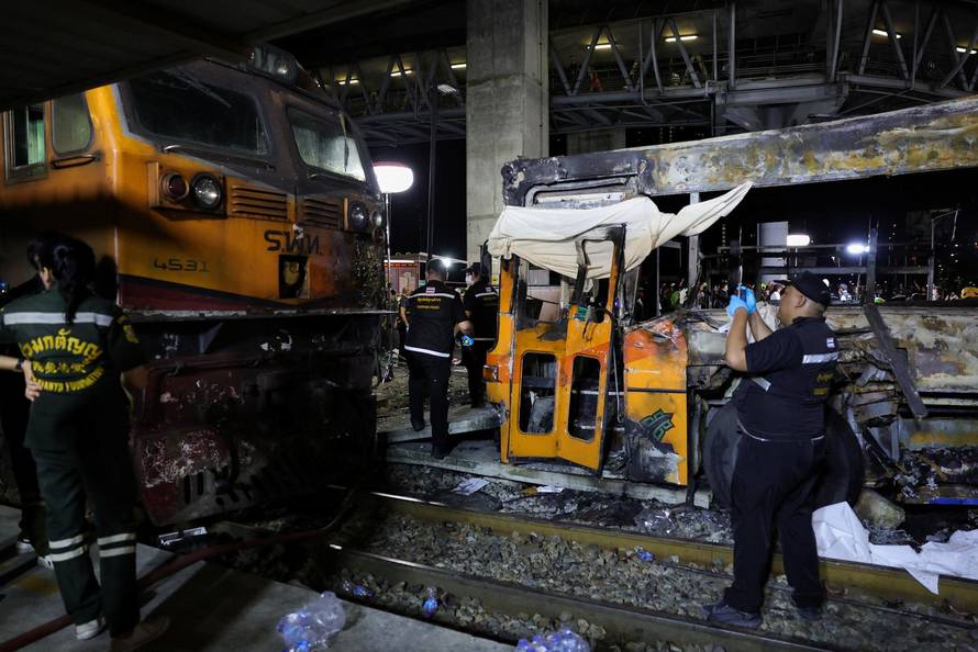 The scene of a multi-vehicle collision, in Bangkok