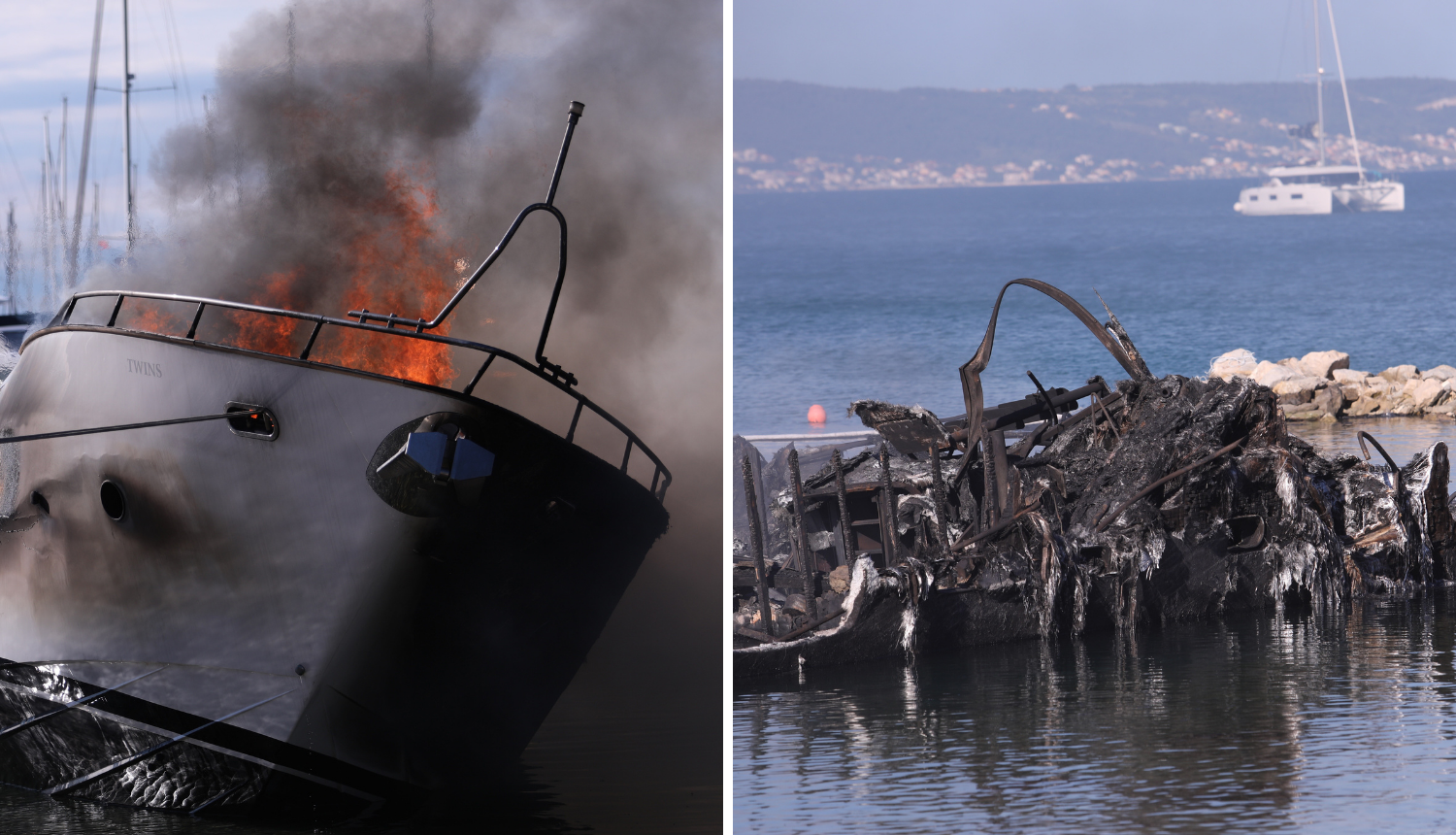 Jutro poslije: Sablasni prizori izgorjelih jahti u Marini Kaštela