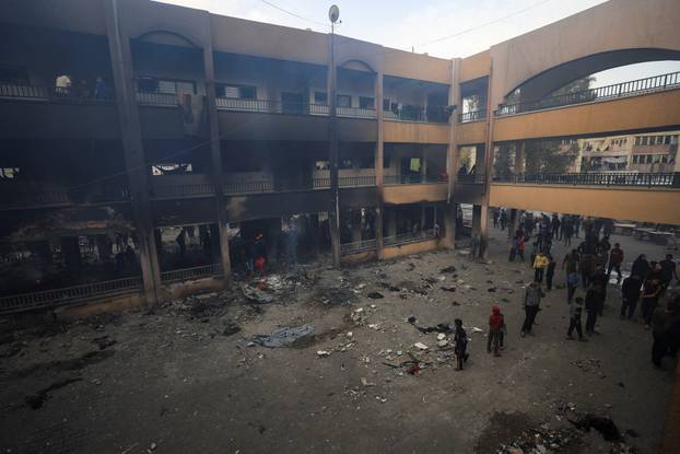 Israeli strike at a school sheltering displaced Palestinians, in Gaza City