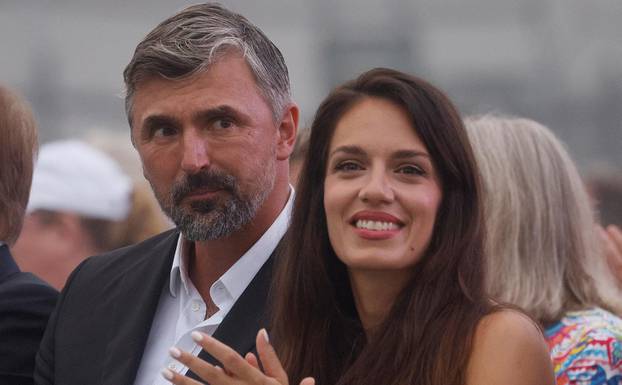 Goran Ivanisevic of Croatia is inducted into the International Tennis Hall of Fame in Newport