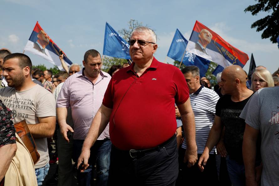 Serbian Radical Party protest in the village of Jarak