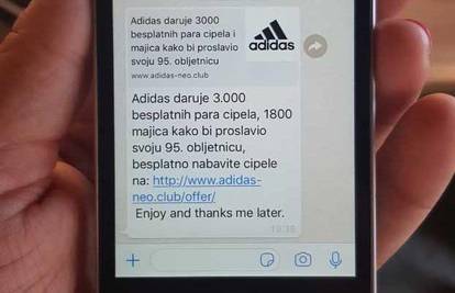 Ne otvarajte poruku 'Adidasa' na WhatsAppu - to je prevara!