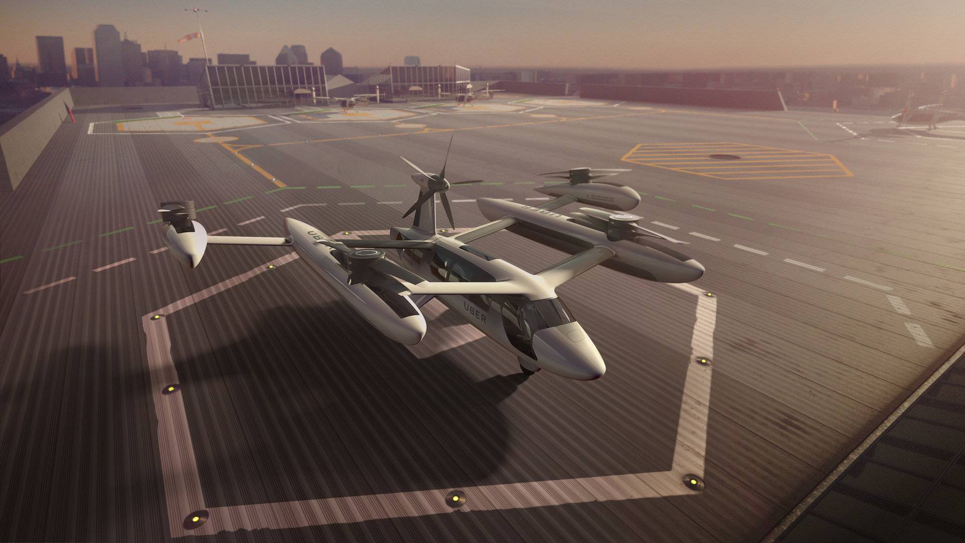 Handout photo of an artist's rendering of the Uber flying taxi concept