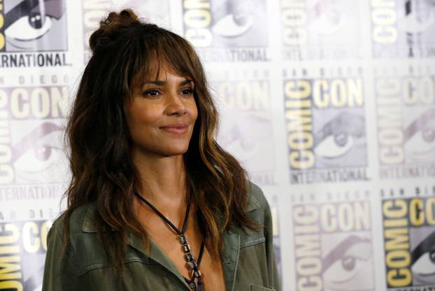 Cast member Berry poses at a press line for "Kingsman: The Golden Circle" during the 2017 Comic-Con International Convention in San Diego