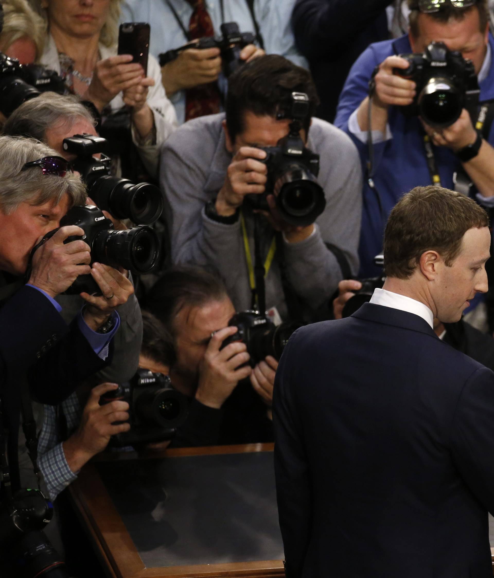 Facebook CEO Zuckerberg arrives to testify before a U.S. Senate joint hearing on Capitol Hill in Washington