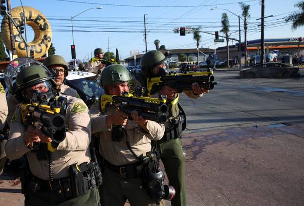 Protest following multiple detentions by Immigration and Customs Enforcement (ICE), in Paramount