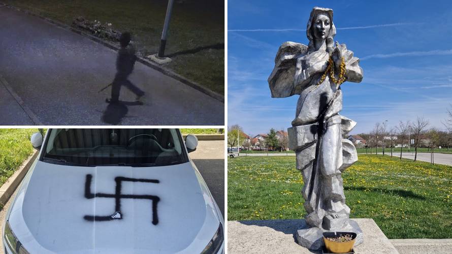 Sramota u Sopnici. Maskirani tip išarao Gospin kip i ispisao nacističke simbole: 'Gnjusno!'