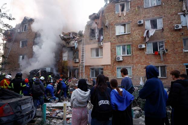 Aftermath of a Russian missile and drone attack in Kyiv