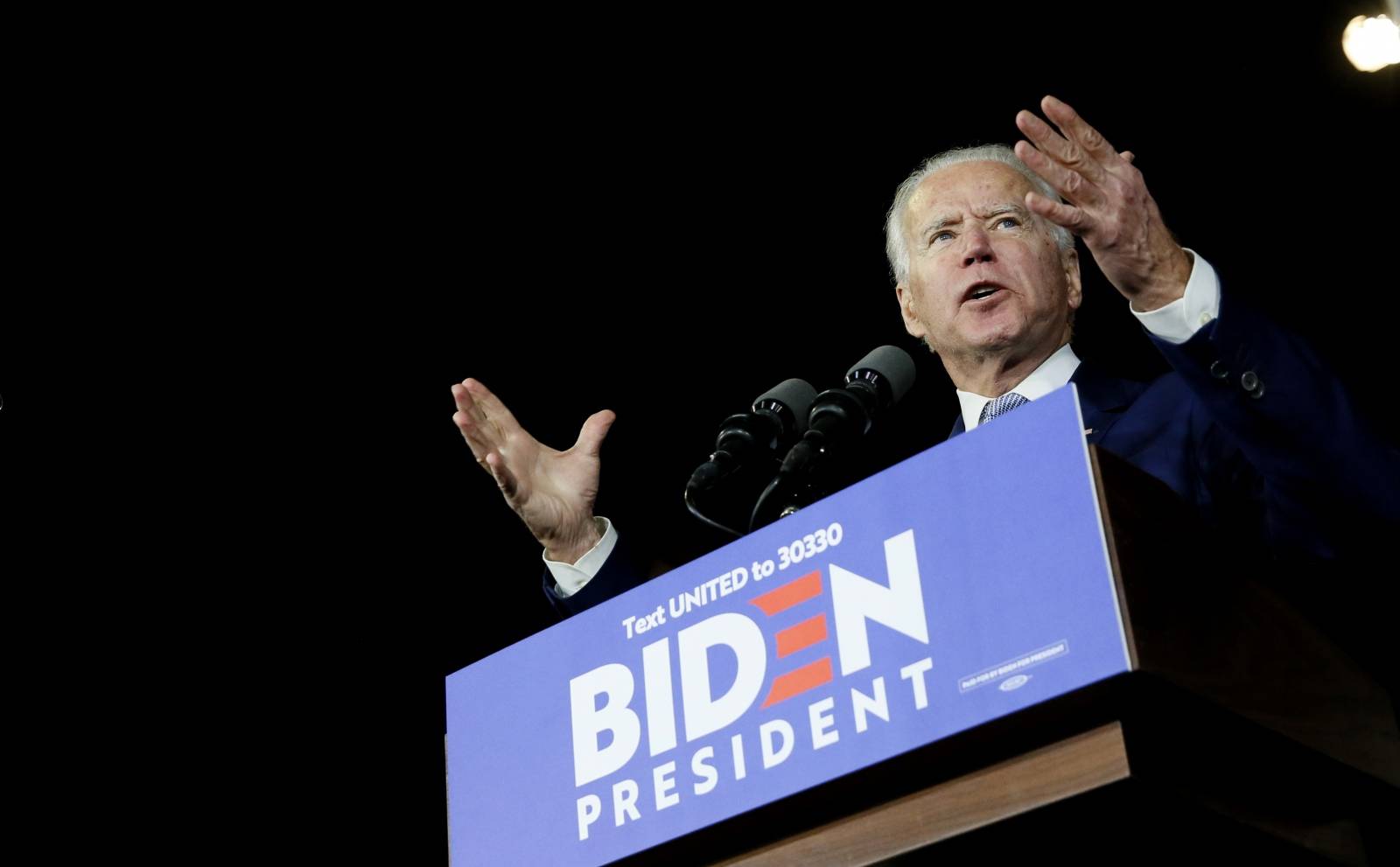 Democratic U.S. presidential candidate and former Vice President Joe Biden speaks at his Super Tuesday night rally in Los Angeles, California, U.S.
